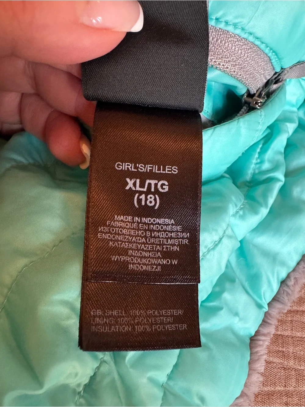 The North Face Girl’s Fuzzy Reversible Jacket - Grey and Aqua